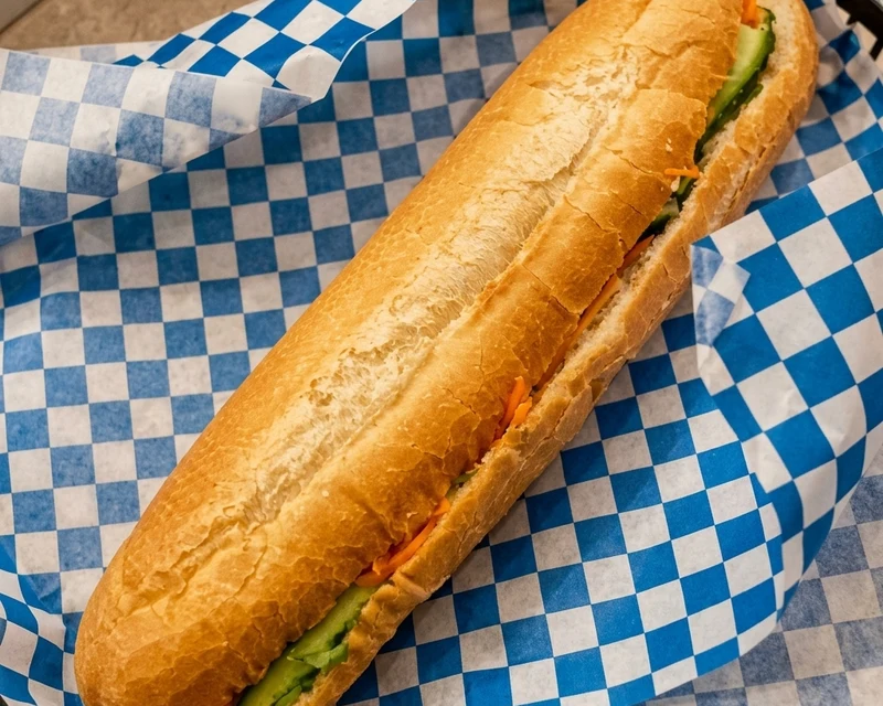 Spicy Sate Chicken banh mi sub at Thai Tai Vietnamese, Calgary