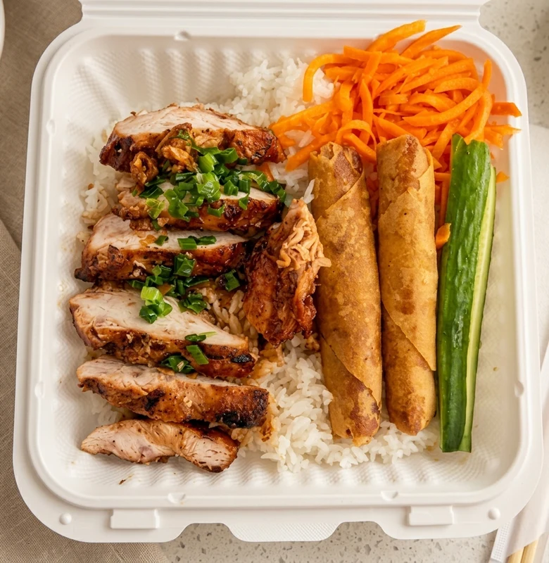 Grilled lemongrass chicken bowl at Thai Tai Vietnamese in Calgary